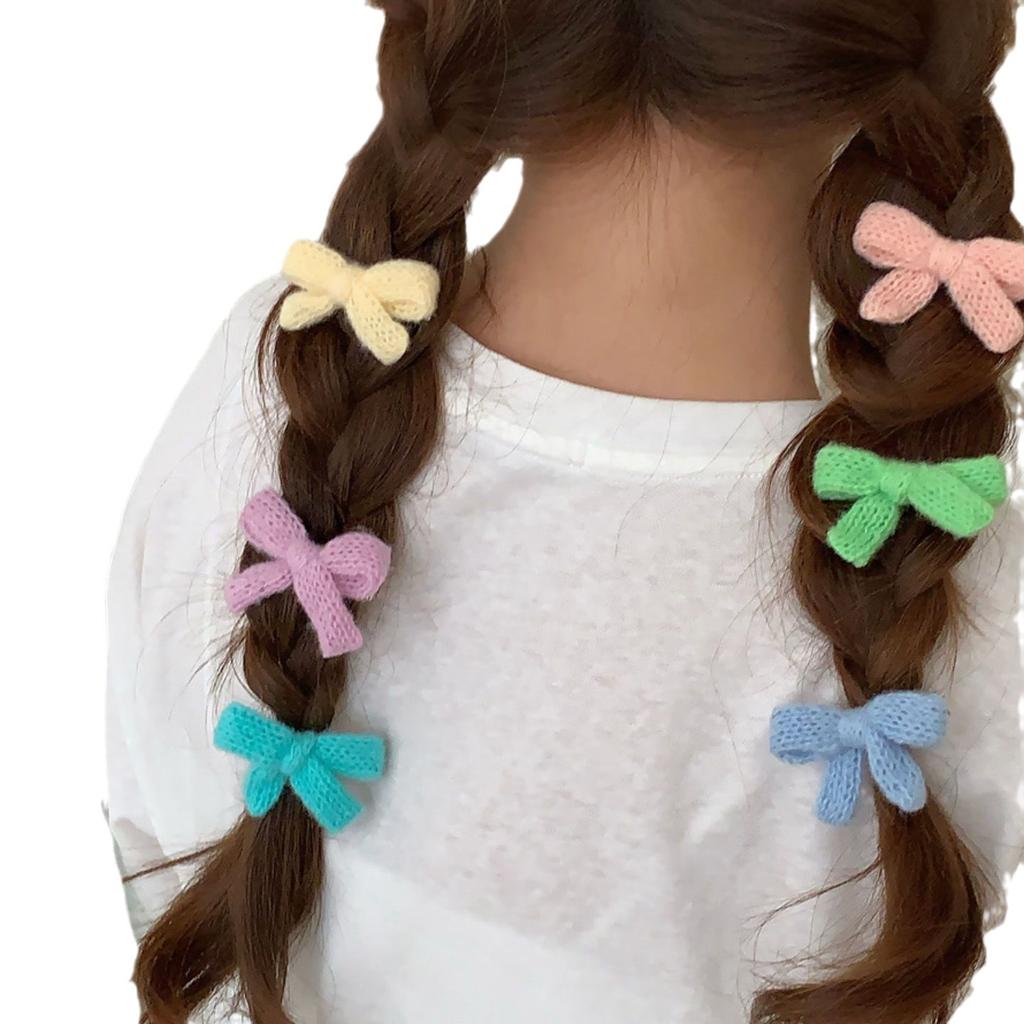 2Pcs/set Korean Winter Knit Bow Hair Clip Fashion Crochet Barrettes for Schoolgirl Cute Hair Accessories All-Match Headwear