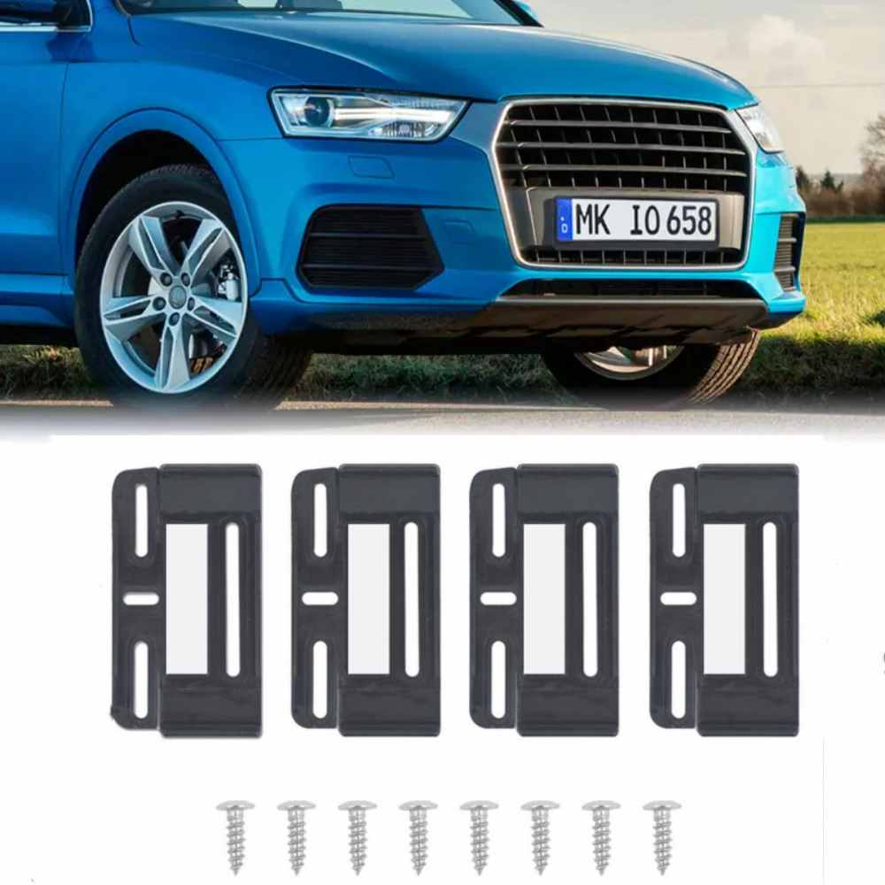 4pc Stainless Steel Car Number Plate Holder Black EU Style License Plate Frame Cover Anti-Corrosion Car Accessories