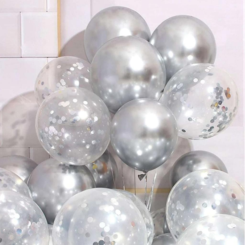 40pcs/set12inch Silver Confetti Latex Balloons Boys Girls Birthday Adult Woman Man B-dayParty Decorations Graduation Decorations