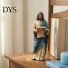 Religiöse Harzfiguren Jesus liest Buch Figur, Kleine Statue für Bücherregal Kaminsims Gebet Innen Kaminsims Tischdeko Nischen-Dekoration,