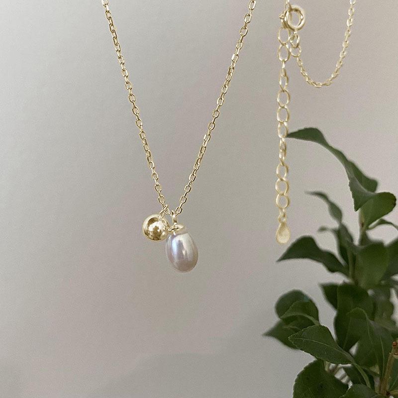 Collana di Perle Minimalista da Donna, Argento Sterling S925, Lunga Catena da Maglione Regolabile