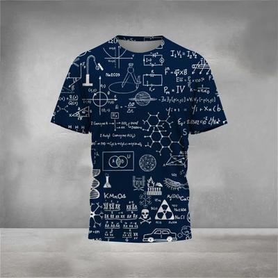 Moda Fórmula Matemática Imágenes Para Camisetas de Hombre Tendencia Impresión Digital Casual Cuello Redondo Manga Corta