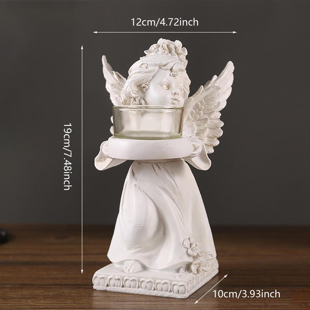 Andělská figurka na svíčku Stojan na čajovou svíčku Resin Vintage Stolní Ornament Svícen