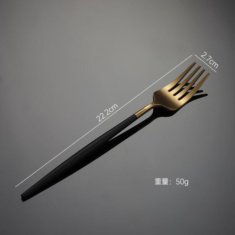 304 Stainless Steel Portuguese Knife and Fork Spoon Titanium-plated Gold Thick Western Tableware Paint Handle Wedding Gift