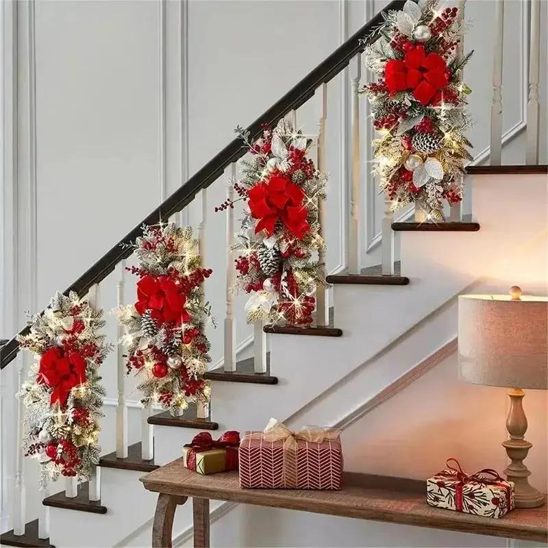 New Christmas Door Pendant Scene Layout Christmas Home Decoration Door Hanging Stair Wreath Wall Hanging Christmas Decor