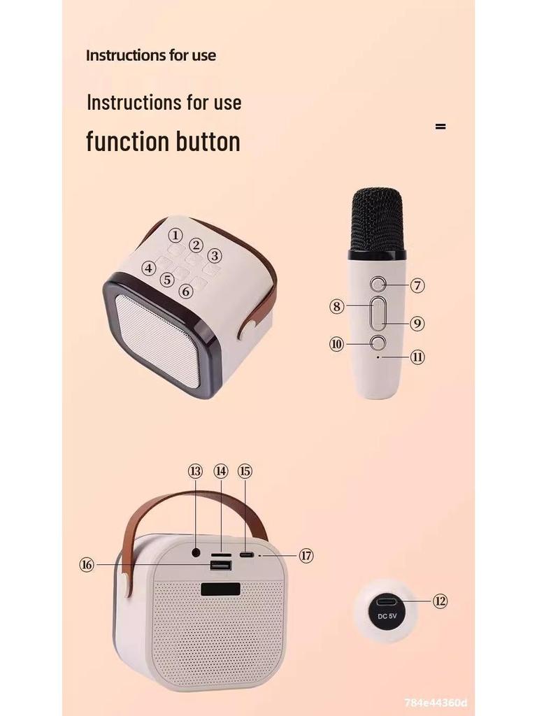 K12 Portable Bluetooth Microphone & All-in-One KTV Speaker: High-Quality Mini Speaker for Home, Outdoor, and Family Use