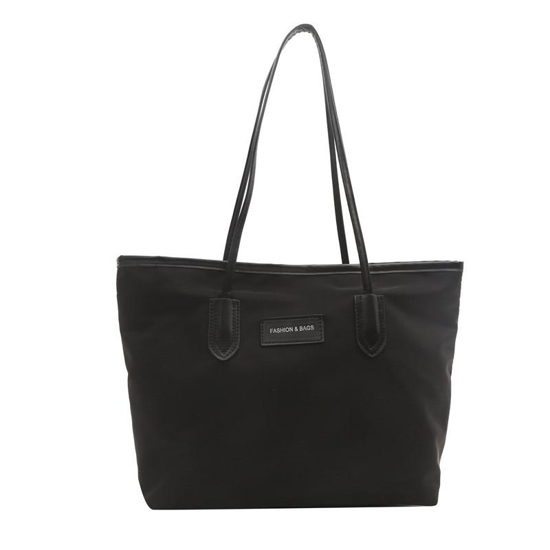 

Spacious Nylon Tote Bag For Women With Color Block Pattern Ideal For Daily Use Black
