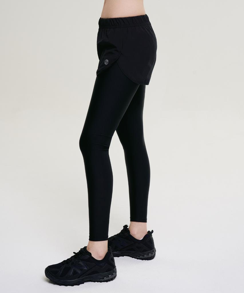 Leijibi [2Pack] Compact Light 2-In-1 Water Leggings Rash Guard Shorts Layered Long Pants W (Type B)