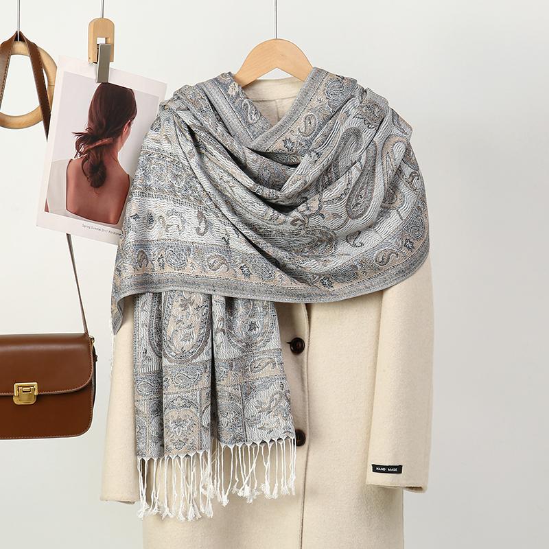 Foulard Paisley Imprime Design Hijabs Pour Femme Cachemire Pashmina Chale Dame Enveloppement Chaud Hiver Foulards Femme