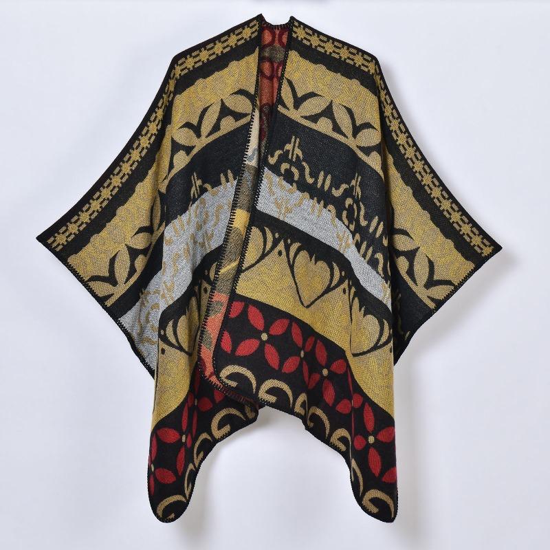 New scarf shawl women's fashion simple thickened jacquard warm cardigan