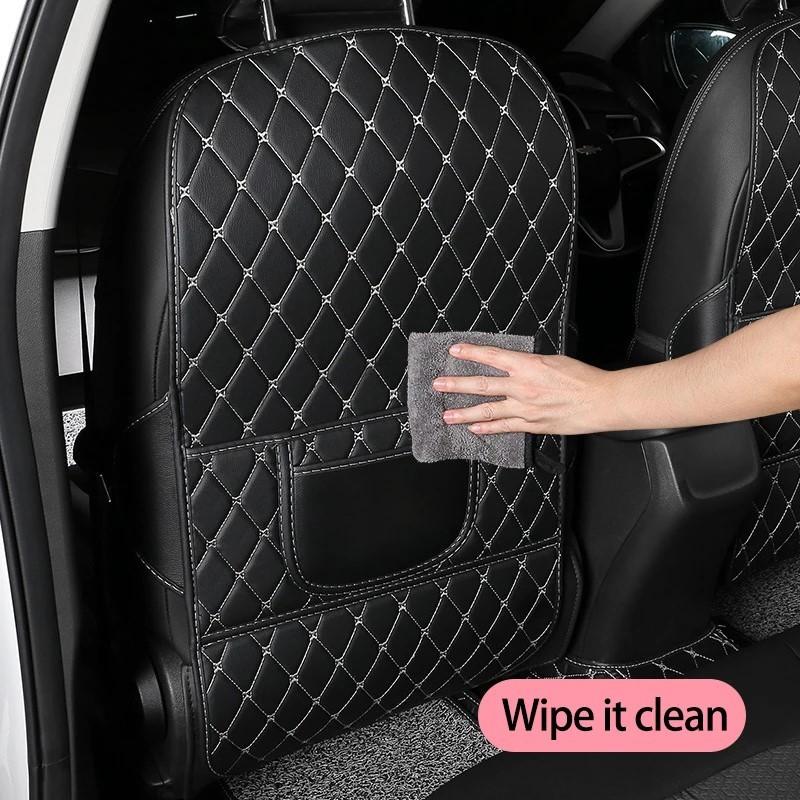 Universal PU Leather Car Anti-Kick Mats Auto Seat Back Protector Cover For Seat Back Organizer Anti-Dirty Pad Car Accessories