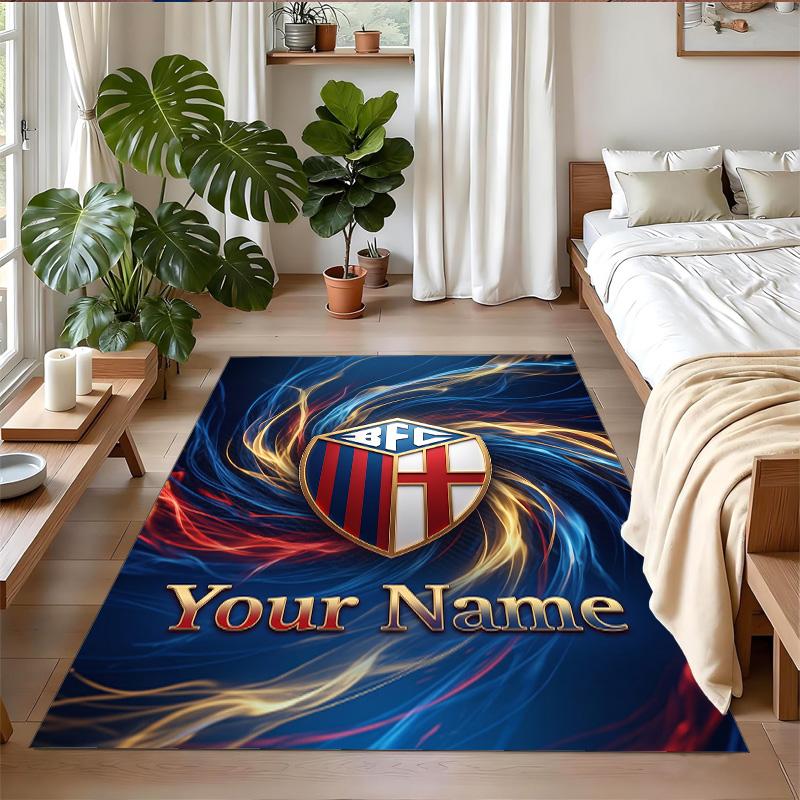 Crystal Velvet Rug Custom Name Text, Soft Non Slip Floor Mat Home DecorBologna FC