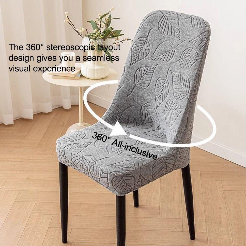 Leaf Pattern Curved Chair Cover Stretchable Soft Restaurant Stool Cover Removable Thickened Dining Chair Cover for Dining Room