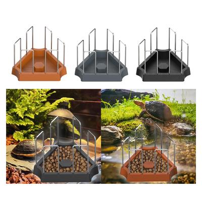 Tortoise Food Plate with Weighted Base Anti Tip Water Dish Plastic Feeder Bowl for Turtle Aquarium and Reptile Habitat
