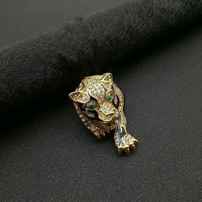 Full Drill Leopard Head Tiger Head Brooch Collar Pin Retro Men'S And Women'S Corsage Jewelry Alloy Brooch
