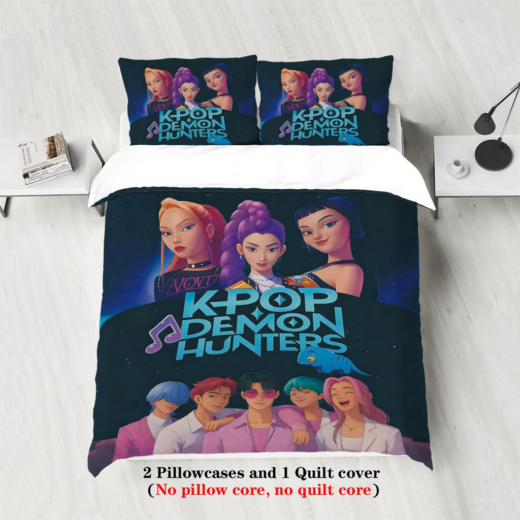 Set Letto KPOP Cacciatori di Demoni Queen King Size EU Singolo Copripiumino Copriletto Set Copripiumino Con Federe Per Compleanno Ragazze