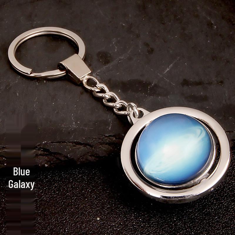 Rotating Saturn & Planets Crystal Keychain with Luminous Sun & Moon