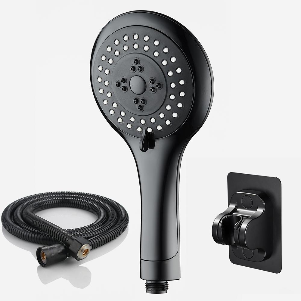 3 Ways Black Color Modern Shower Head Set  Handheld Shower Head with  Hose and Holder (Black,ABS Plastic)