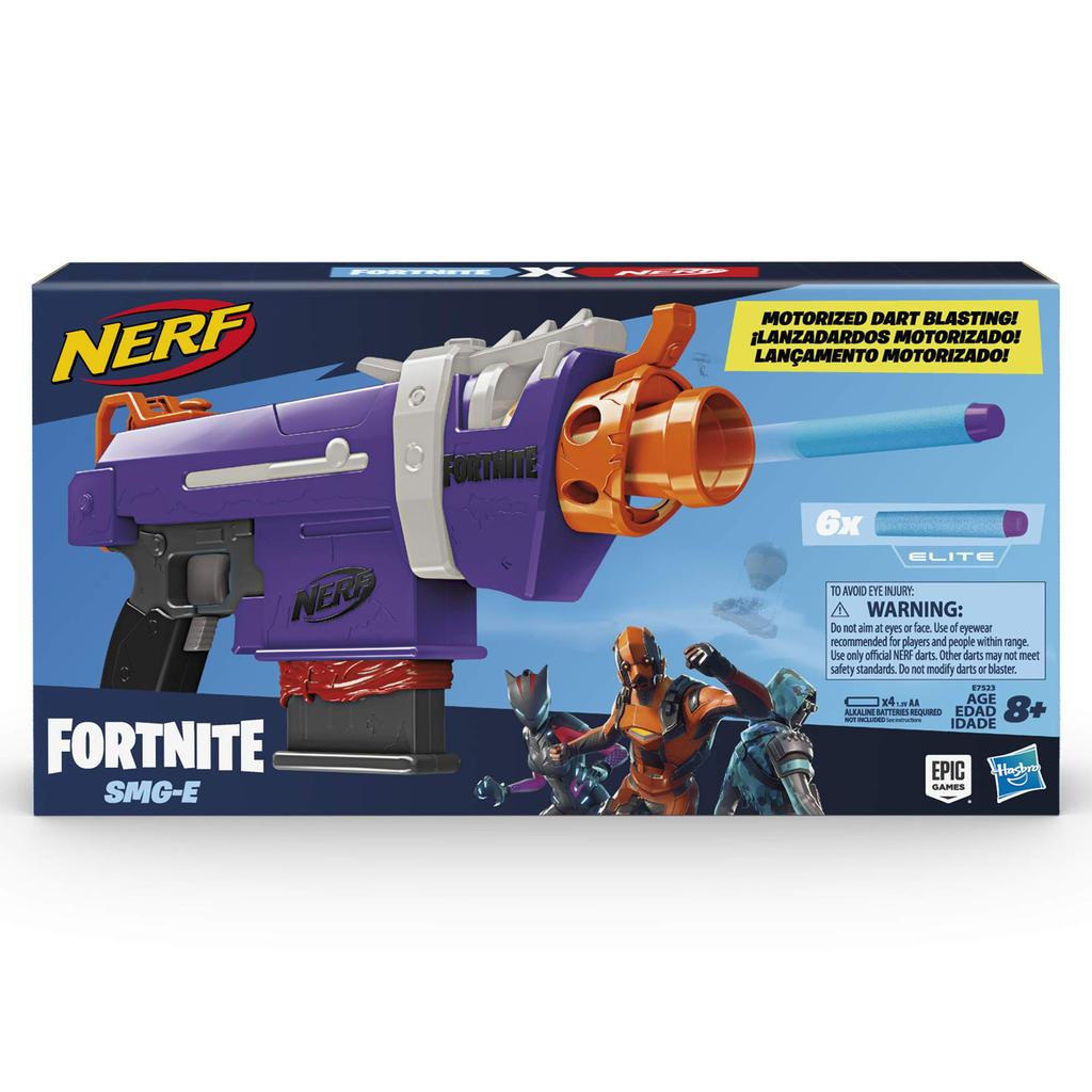 Hasbro Nerf Fortnite SMG-E Elite Series Submachine Gun Replica Blaster with 6 Dart Clips and 6 Official Nerf Elite Darts. Suitable for Kids, Teens,