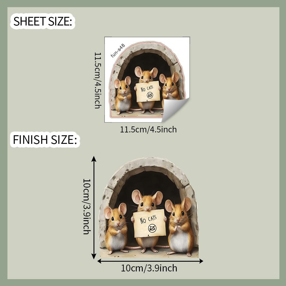 Cartoon Reading Mouse Mouse Hole Home Wall Background Beautification and Decoration Wall Stickers