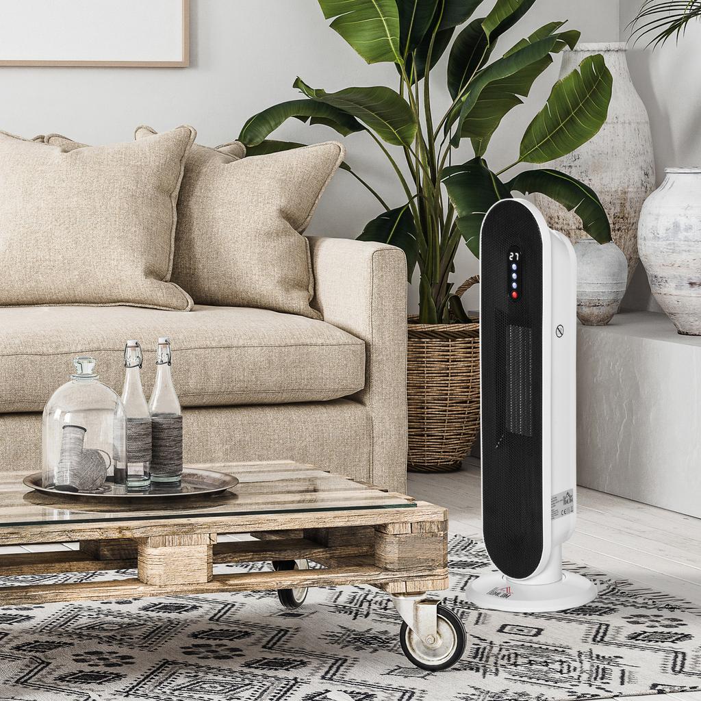 Fan Heater 24h Hour Timer 2000W 2 Modes Oscillation Metal White + Black