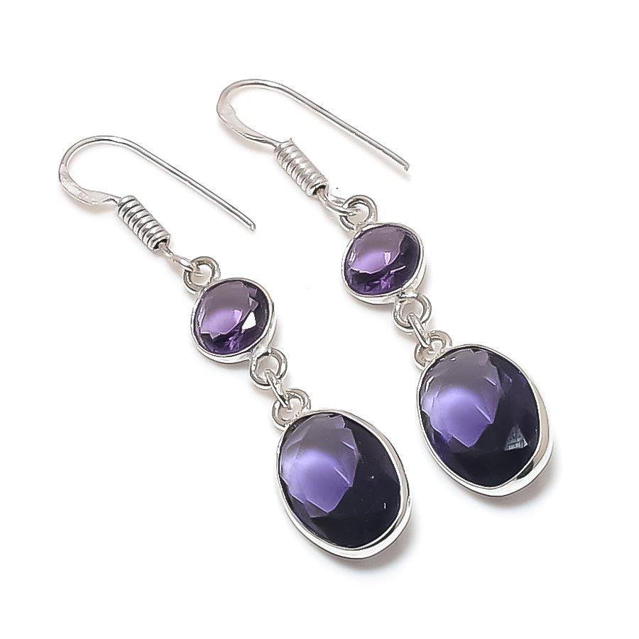 

Серьги из стерлингового серебра 925 пробы с натуральным аметистом 1,85 дюйма v9e73