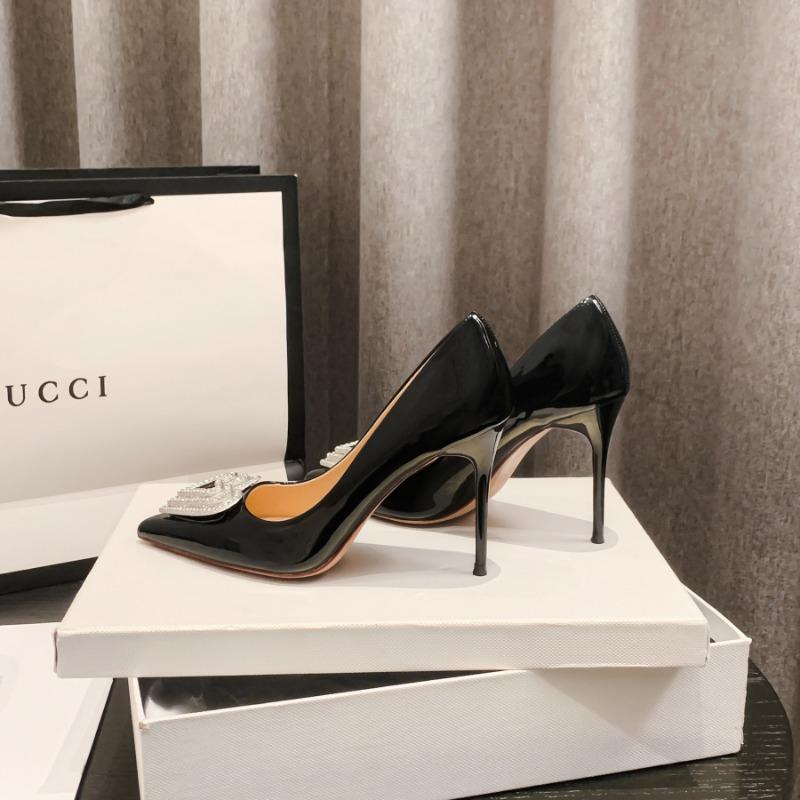 

Early spring new black high heels love rhinestones sexy pointed thin heels single shoes women 40