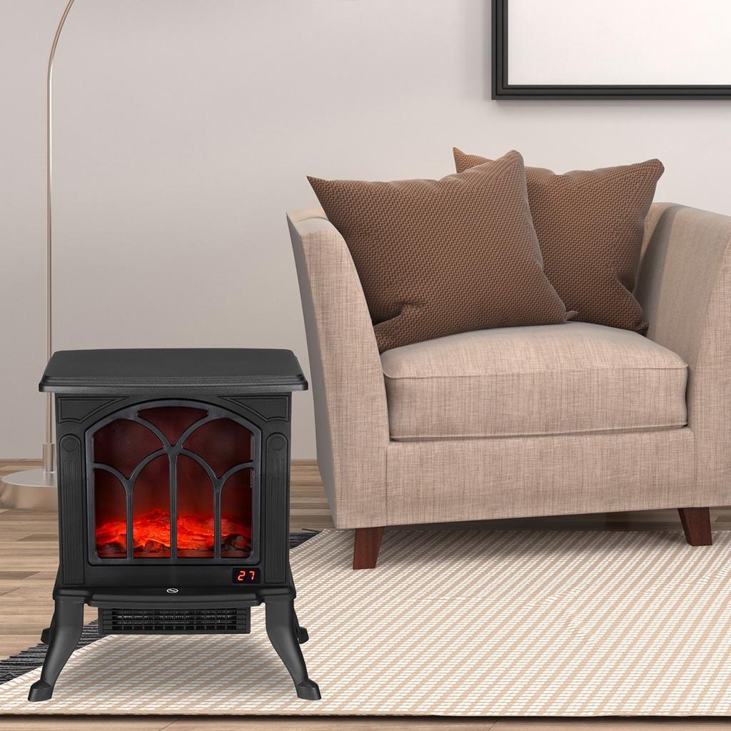 70W/750W/1500W Elektrický krbový ohřívač ventilátor kamna polena plamenový efekt římsa časovač PTC keramický ohřívač