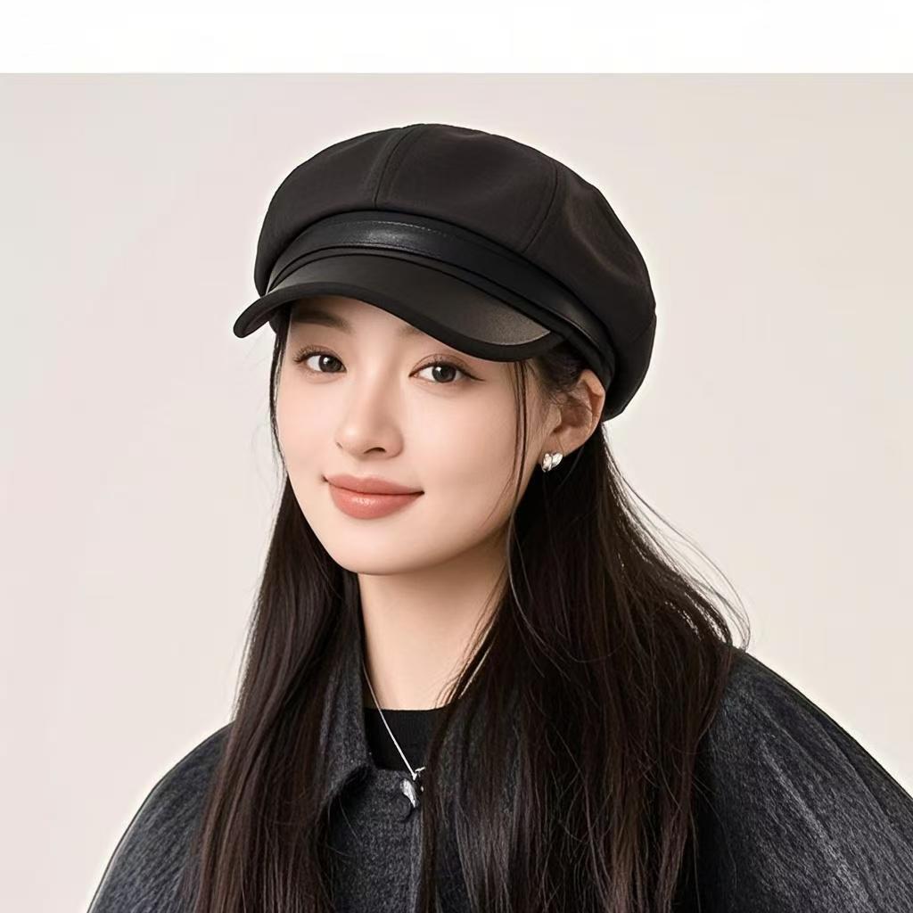 Vintage Heart Label Octagonal Hat for Women New British Retro Velvet Painter's Hat for Spring and Autumn Ladies Casual Cap