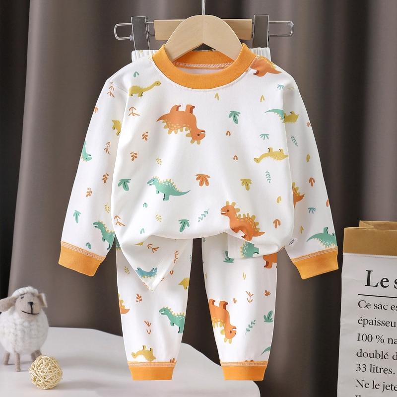 2-teiliges/Set Kinder Herbst Warme Schlafanzugsets Baby Jungen Mädchen Niedlich Cartoon Langarm T-Shirt Tops + Hosen Kleinkind Freizeit Nachtwäsche Unterwäsche