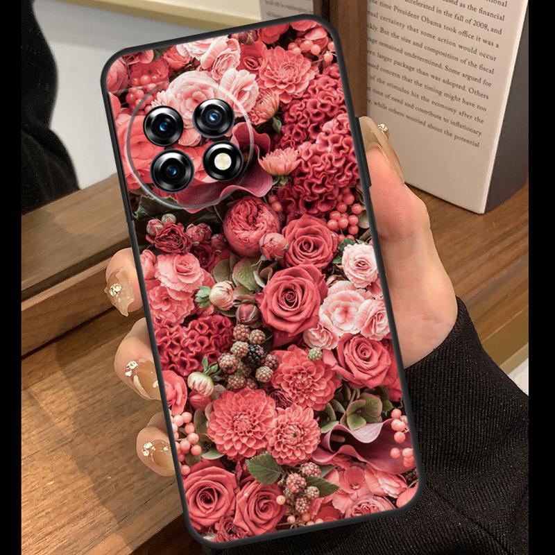 Pink Roses Bouquet Flowers Case For OnePlus 15 R 13T 13R 12R 10T 8T 13 12 11 9 10 Pro Nord 5 CE 4 2 3 Lite N20 N30 Cover