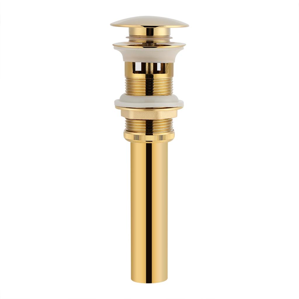 Kitchen Bathroom Basin Sink Solid Brass Pop Up Drain Stopper with Overflow Hole Golden