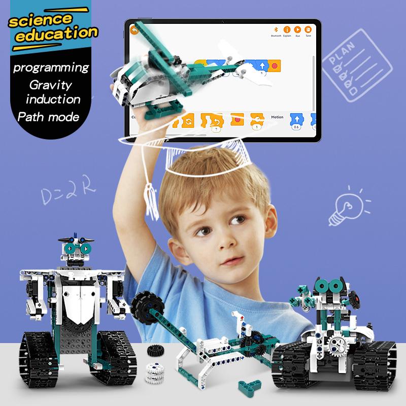 Moc 557Pcs 5 In 1 Creative Electric Rc Education Versatile Robot Model Diy Building Blocks Children'S Puzzle Toys Birthday Gift