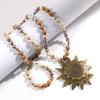 Vintage Bohemian Style Necklace Featuring 8mm Natural Stone and Glass Beads Unique Sun Pendant Neckchain for Women