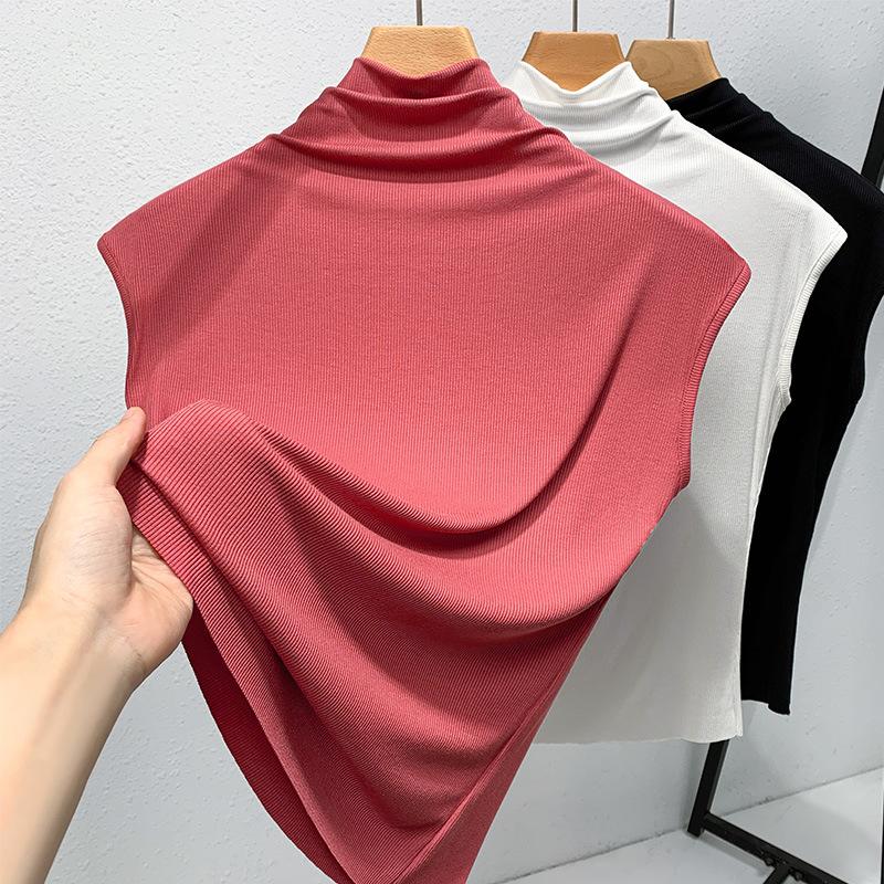Ärmellose Weste Damen Neu Europäische Damenbekleidung Temperament Halber Rollkragen Basic-Shirt Elastisches Innenliegendes Temperament Top