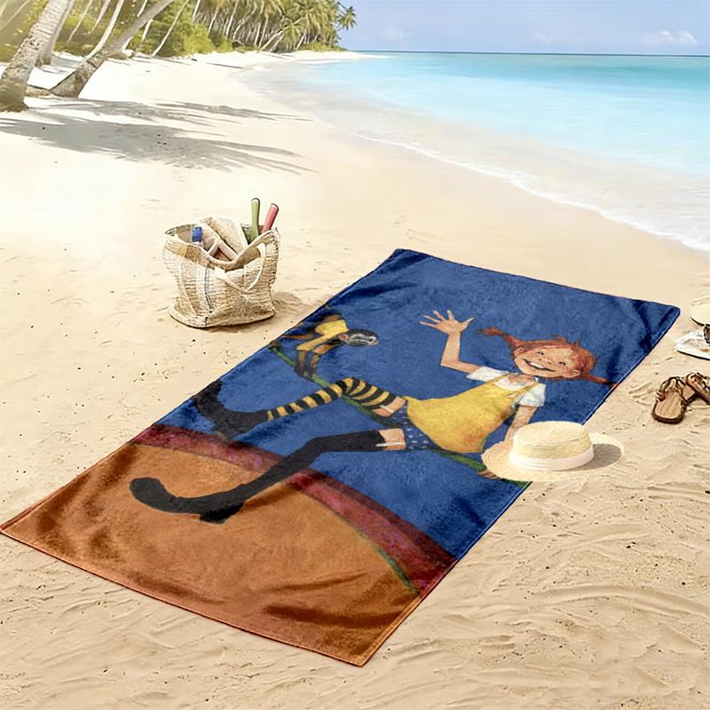 Asciugamano da Spiaggia con Stampa di Pippi Calzelunghe, Asciugamano Grande Morbido ad Asciugatura Rapida per Spiaggia Campeggio Nuoto