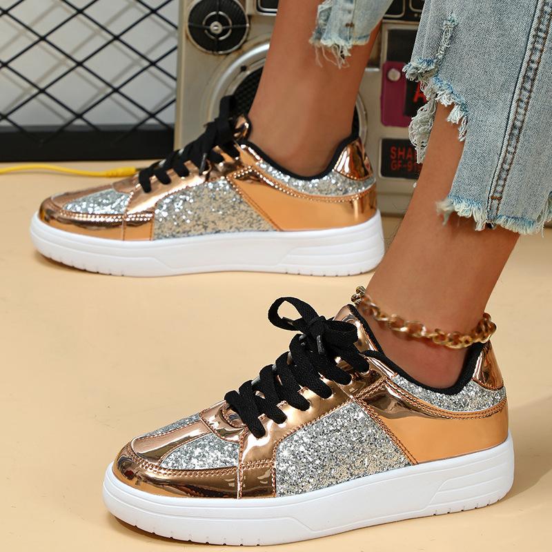 Casual Board Shoes Women Fashion Sequin Flats Breathable Walking Shoes Low-cut Daily Versatile Casual Shoes