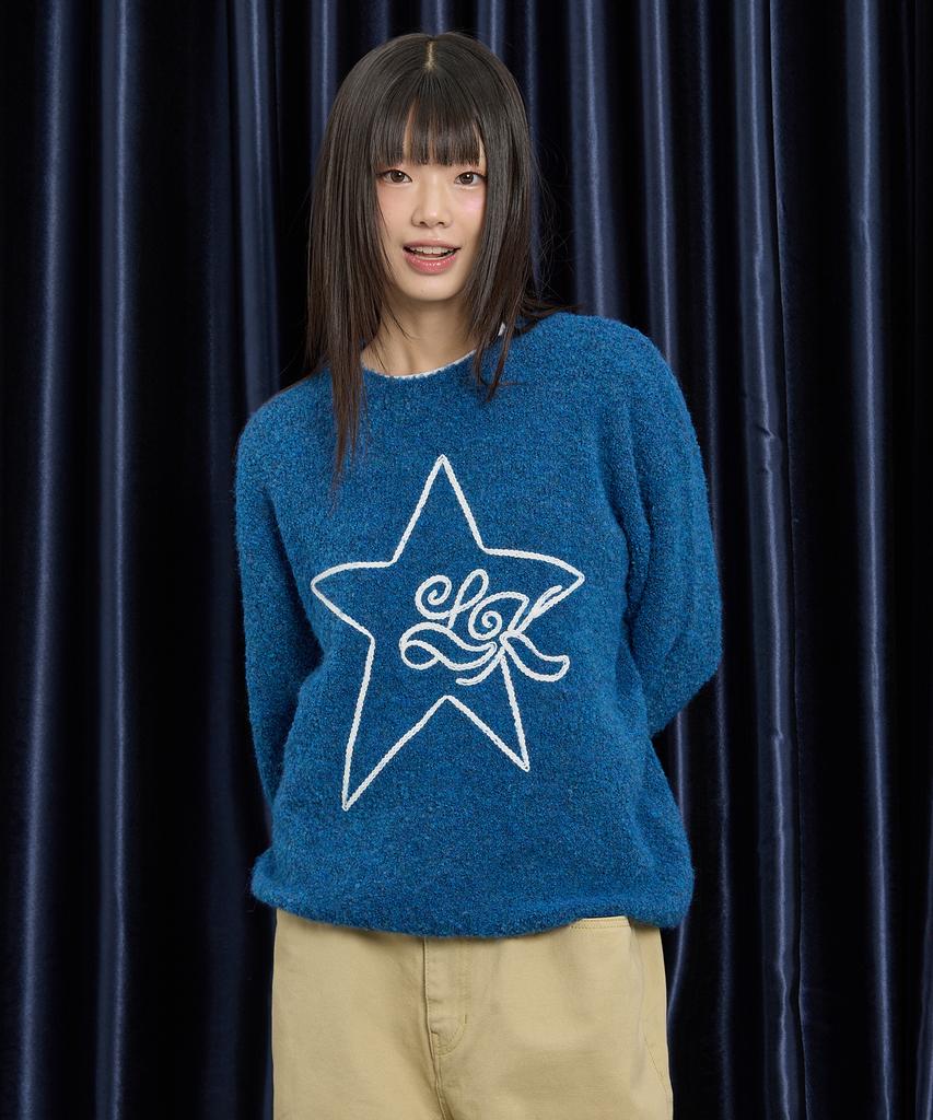 WAIKEI Star Line Boucle Knit Blue