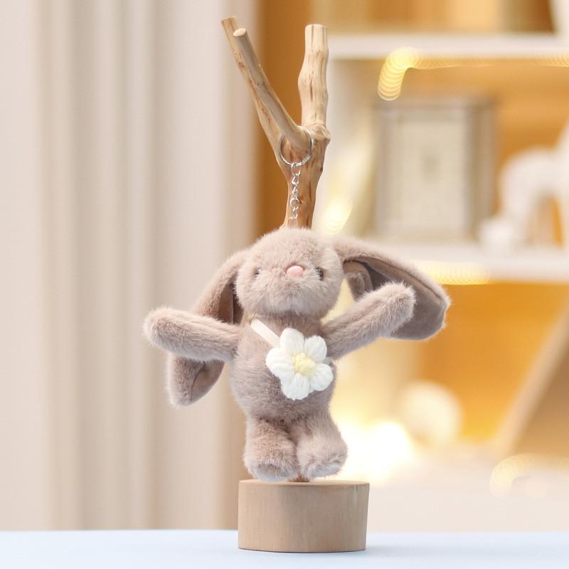 Flower Back Rabbit Keychain Cute Girl Backpack Decorative Pendant Plush Doll