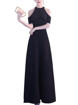 BaiFuFen Party Halter Neck Long Evening Cabaret Maxi Perfect for Solid Red Dress, Dress, Dress, Dress, Off-the-Shoulder, High-Waisted, Dress,