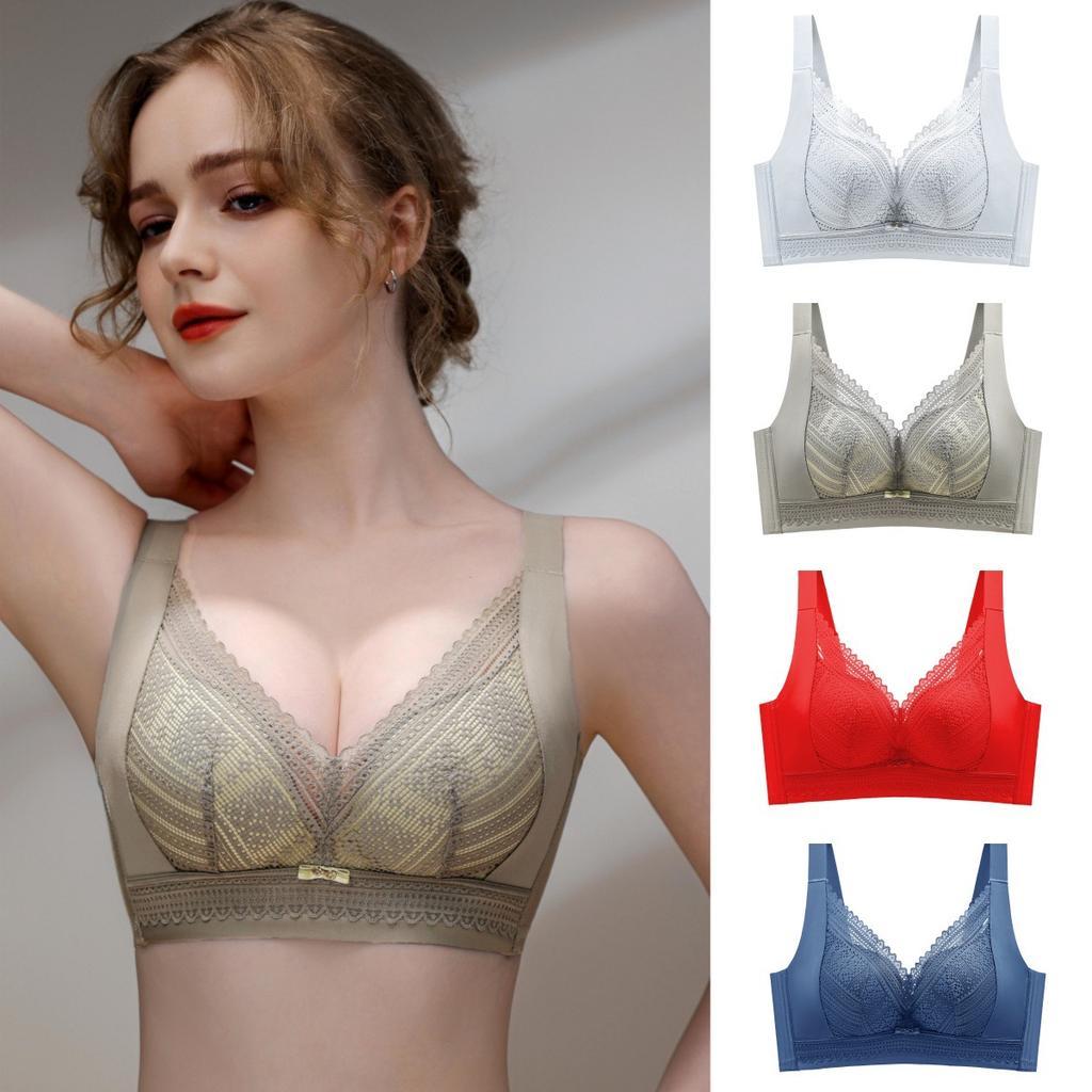 Lightweight Breathable Seamless Lace Bra That Makes Large Breasts Appear Smaller Without Underwire and With Side Boob Support