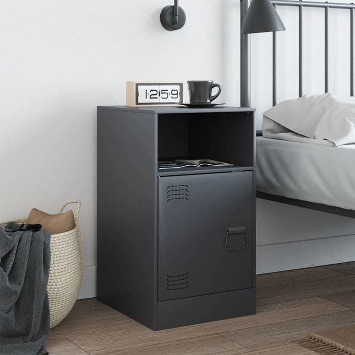 VidaXL Bedside Table Anthracite 34.5x39x62 Cm Steel 841767