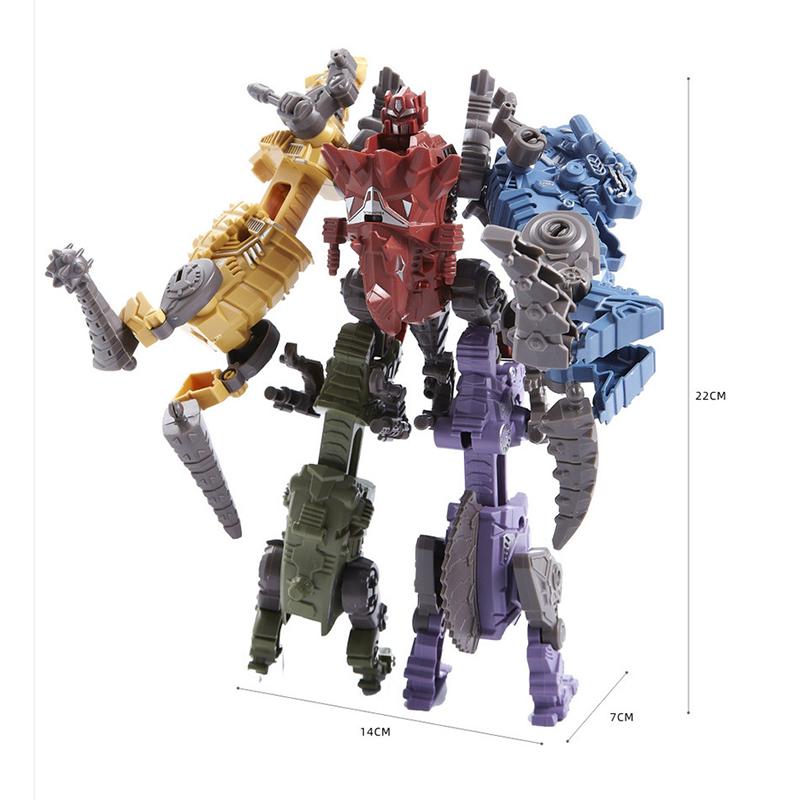 Деформирующийся Динозавр Воин Детские Игрушки Сборный Робот Команда Динозавров Модель 5 в 1 Набор Динозавр Фьюжн Игрушки Для Мальчика Ребенка Подарки