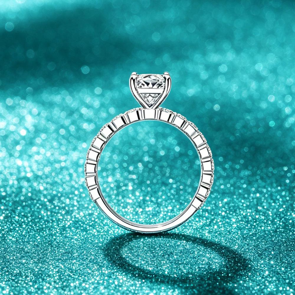 S925 Sterling Silver D Color 1 Carat Moissanite Engagement Ring