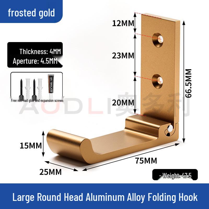 Schwarzer Wandmontierter Klappmantelhaken aus Aluminiumlegierung - Stanzfrei, Solider Einzelhaken