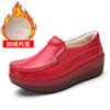 Genuine Leather Wedges Heels Shoes Fashion 5cm Platform Shoes Women Non-slip Walking Loafers