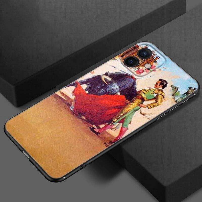 Spansk Matador Mobilskal För Apple iPhone 13 12 Mini 11 Pro XS Max X XR 8 7 6S 6 Plus SE 2020 5S 5 Mjukt TPU Svart Skydd