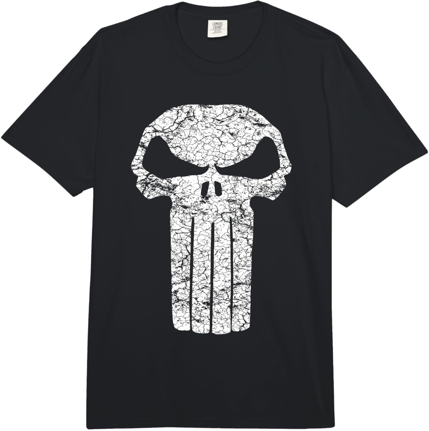 Marvel Punisher Distressed Cracking Skull Vintage Logo Comfort Colors Adult Heavyweight T-shirt S