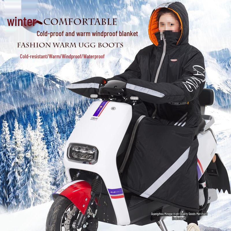 Women's 40° Winter Cycling Suit - Electric Vehicle Style, Northeast Cold-Proof, Below Zero Windproof Quilted One-Piece Windbreaker