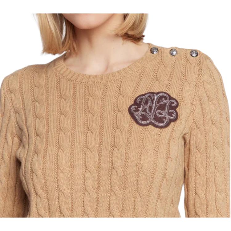 Polo Ralph Lauren Embroidered Crew Neck Long Sleeve Sweater Women sweater Beige 200881875-008